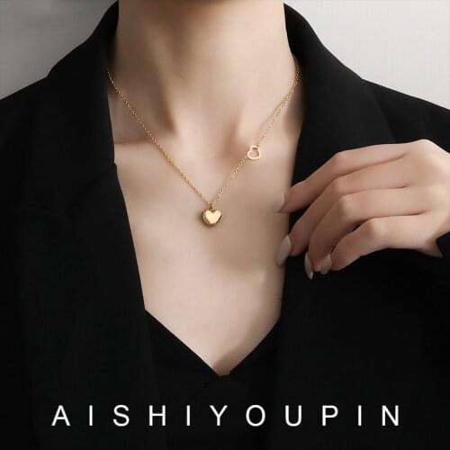 Retro Does Not Fade Japan And South Korea Simple Gold Double Love Necklace Clavicle Chain Wild Anklet Fashion Trend Bracelet