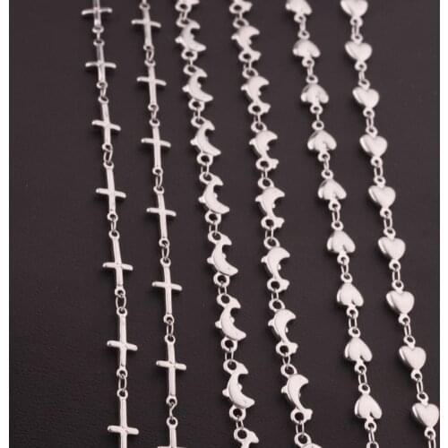 50cm Stainless Steel Dolphin Heart Connection Chain Accessories for DIY Necklaces Bracelets Jewelry Making Wholesale Chains