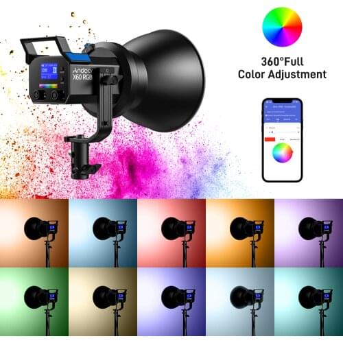 Andoer X60RGB 80W LED Video Light RGB Photography Light 2800K-10000K CRI96+ TLCI95+ Dimmable for Product Portrait Photography