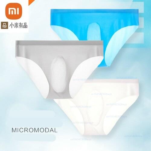 Xiaomi 3pcs 3D Sexy Mens Underwear Ice Silk Men Briefs Sexy Shorts Calzoncillos Hombre Transparent U Convex Ultra-thin Panties