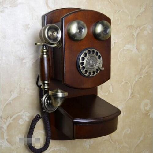Rotating antique European retro phone home wall decoration.mounted US telephone vintage mechanical ringtones