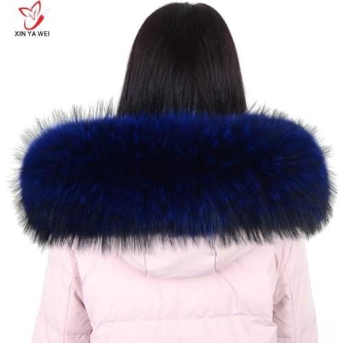 100% Natural Winter Fur Jacket Real Collar Raccoon Fur Women Scarves Coat Woman Neck Cap Long Warm Genuine Fur Scarf Big Size