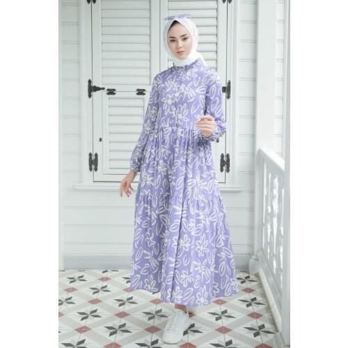 Women Lilac Dress Muslim Hijab Clothing Fashion long Casual Elegant Dress