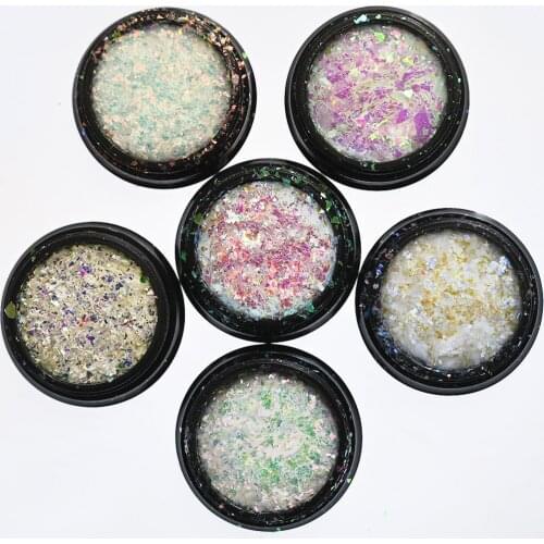 1Set Chameleon Nail Glitter Sequins Irregular Paillette AB Transparent Aurora Flake Shell Gel Polish Manicure Nail Art Sequins H