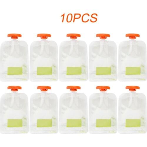 10pcs/set With Lid Fruit Newborn Refillable Reusable Baby Food Pouches Feeding Home Kitchen Multifunction Travel Portable