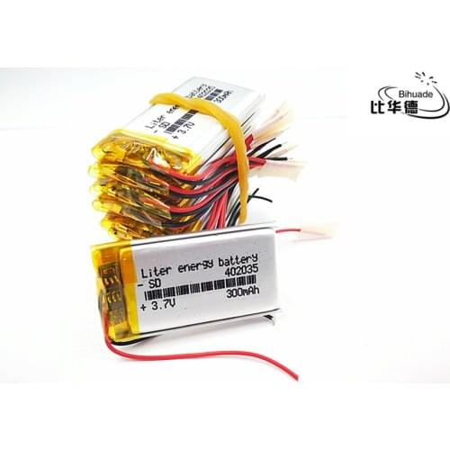 10pcs Liter energy battery Good Qulity 3.7V,300mAH,402035 Polymer lithium ion / Li-ion battery for TOY,POWER BANK,GPS,mp3,mp4