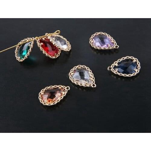 10pcs/lot Color transparent crystal Lace water drop Charms pendant DIY jewelry material accessories