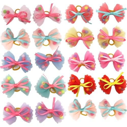 10 pieces/lot Cute Pet Dog Bows Ball Hair Accessories Grooming Puppy Hair Accessories With Rubber Bands Pet Headwear