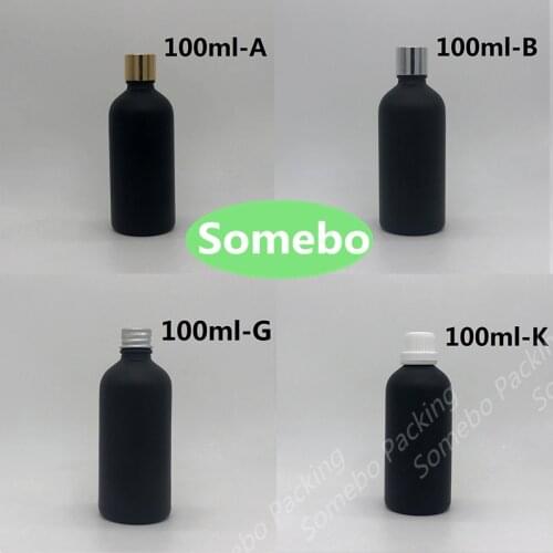 200pcs 100ml Refillable Glass Perfume Bottle With Reducer Dropper, Empty Matt Black Bottle For Cosmetic Essential Oil