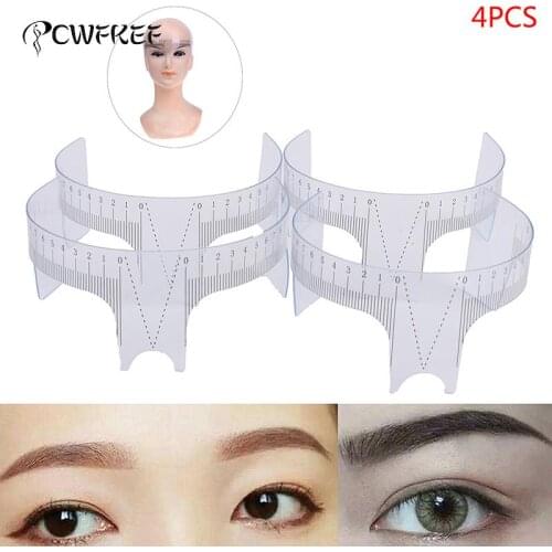 4pcs Reusable Permanent Eyebrow Ruler Tattoo Stencil Brow Grooming Measure Tool