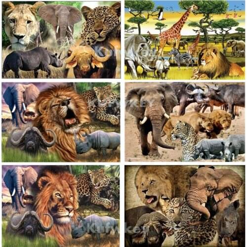 5D diy Diamond painting Africa Animal tiger Cross Stitch diamond Embroidery sale Needlework Patterns Round Rhinestone Home decor