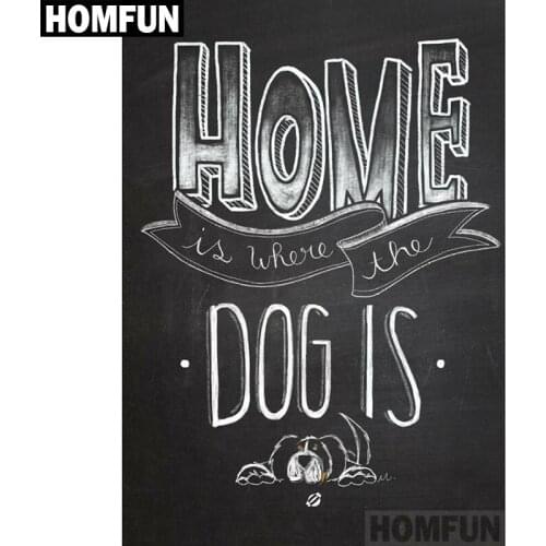 HOMFUN Full Square/Round Drill 5D DIY Diamond Painting "HOME DOG" Embroidery Cross Stitch 5D Home Decor Gift A06671