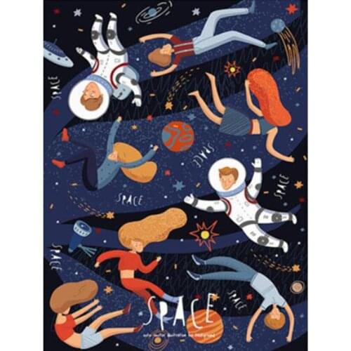 Diamond Painting Universe Rocket Astronaut Cross Stitch Rhinestone Embroidery Cartoon Mosaic Needlework Home Decor GJ131