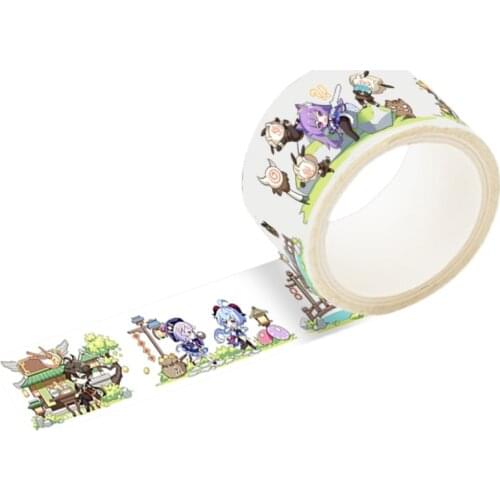 Anime Genshin Impact Venti Zhongli Funny Cute DIY Masking Adhesive Tape Paper Packaging Tape Cartoon Sticker Stationery Cosplay