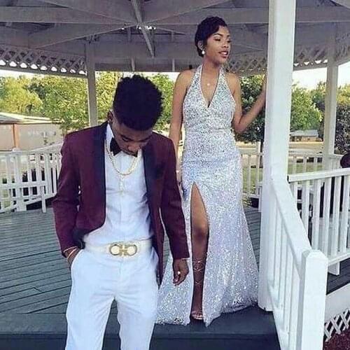 Burgundy Blazer for Prom Costume Homme Wedding Suits for Men Attire Double Breasted Groom Tuxedo Slim Terno Masculino Two Piece