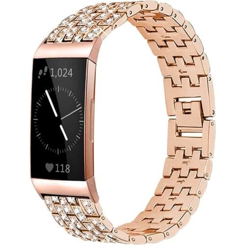 Bling Bracelet For Fitbit Charge 3 SE Watch Band Stainless Steel Strap Wristbands Accessories Jewelry For Fitbit Charge 4 Bands