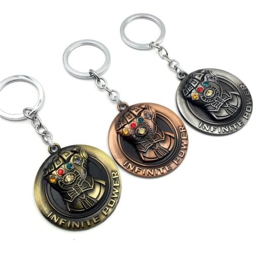 Disney The Avengers Infinity Gauntlet Keychains Alloy Thanos Gloves Figurines Key Ring Pendant Gift