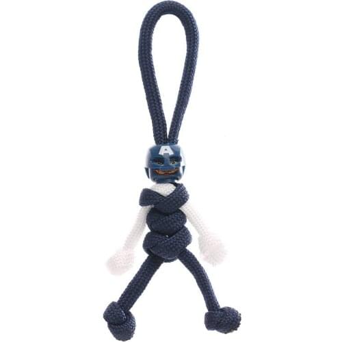 Lovely Building Block Keychain Biker Helmet Pendant Keychain Blue White Braided Rope Paracord Buddy Bag Hanging Doll Toy