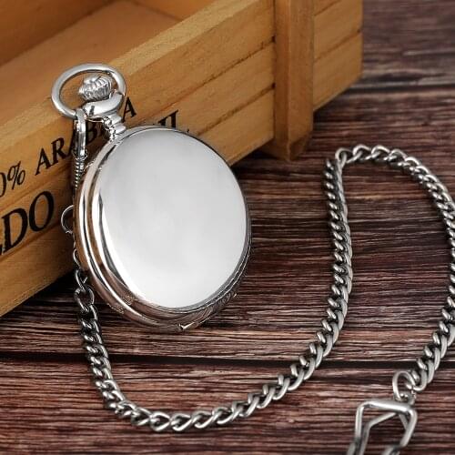 Pocket Watch Men Women Silver Smooth Special Double Open Flip Cover Manual Mechanical Roman Numerals Dial Pendant Clock Gift