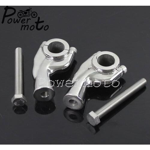 CNC Aluminum Motorcycle Old School Polish Handlebar Risers 1" 7/8" Bar Mount Clamp For Harley Bobber Chopper Bobber 22mm/25mm