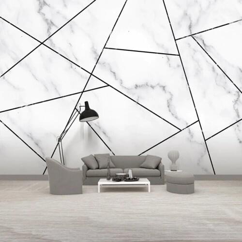 Custom Mural Wallpaper Modern Creative White Marble Pattern Geometric Living Room TV Background Photo Wall Papers Home Decor 3D
