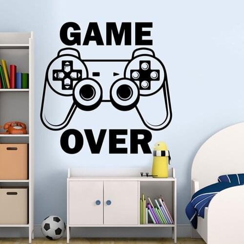 Gamer Over wall decal game over sticker controller video game wall decals playroom decor playstation sticker kid room decor M15