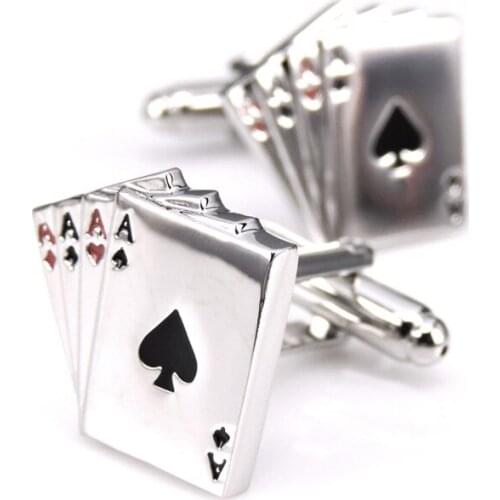 HYX Jewellery 4A poker cufflinks male French shirt cuff links Cards Design cufflink Fashion for mens Jewelry Gift
