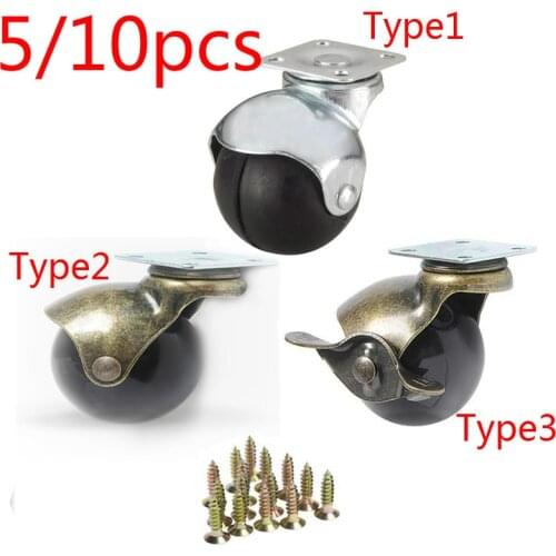 10/5pcs Antique Furniture Caster Wheels Roller Swivel Trolly Shopping Cart Luggage Replacement Pulley Sliding Accessory 3Types