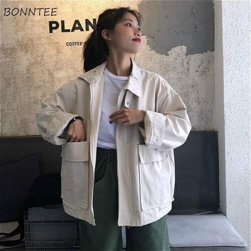 Jackets Women Harajuku Pure BF Style Stylish Couple Teenagers Outwear Autumn Popular Trendy Ladies Jacket Female Coats All-match
