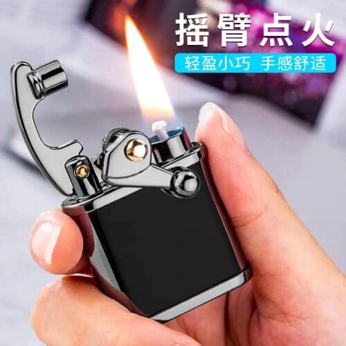 ZORRO Brass Kerosene Lighter Creative Short Rocker Arm Raise Automatic Ejection Ignition Sealed Oil Storage Waterproof Smoking