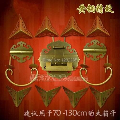 Zhang Muxiang a copper fittings Antique Box buckle Antique Brass Lock brand Hasp Antique copper Kit Treasure lock