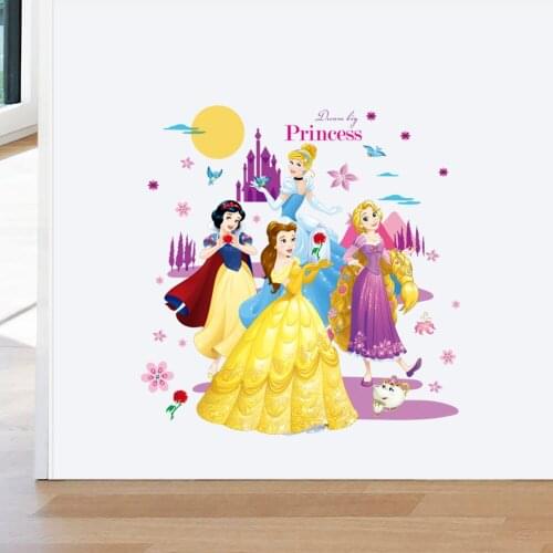 Cartoon Disney Rapunzel Snow White Princess Wall Stickers For Kids Room Home Decoration Girls Bedroom Anime Mural Art Wall Decal
