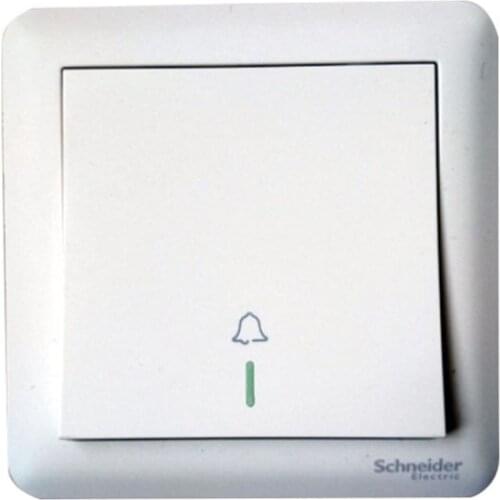 Export 10A 250V Standard Wall-Mounted Doorbell Switch with, with Fluorescence, White , Door Control Switch Self-Centering