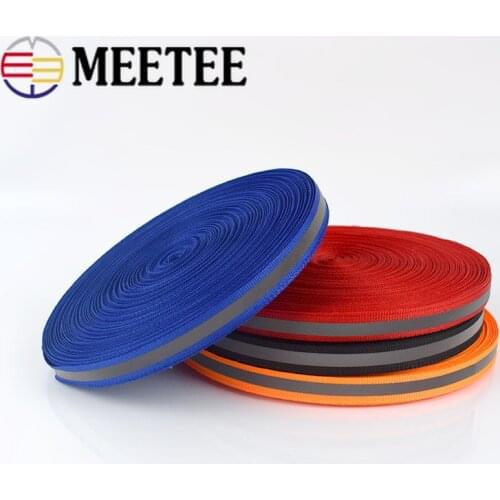 50yards 1cm Nylon Fluorescent Silver Reflective Webbing Ribbon Safe Warning Tape Trims DIY Garment Bags Shoes Material