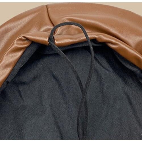 French-style Beanie Hat Women PU Leather Beret Vintage Painter Hat Winter Warm Wonderful Gift for Girls Black/Brown