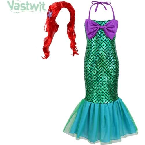 Girl Princess Dress Kids Mermaid Dress Up Sets Halloween Carnival Fancy Cosplay Costume Kids Girl Birthday Party Clothes 2-12Y