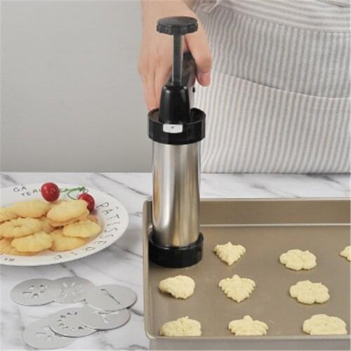 Cookie Presses Set Manual Biscuits Pressing Gun Chocolate Dessert Mold Cake Decorate Tool Baking Gadget with 8 Molds and Nozzles