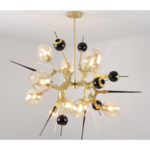 Glass balls chandelier Personality Dining Room Living Room Gold Chandeliers Modern Bedroom led Creative Glass Lights E27 lamp