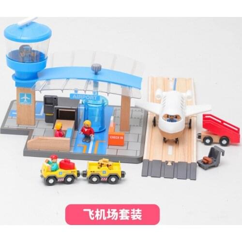 Terminal game scene Airport childrens train toy track accessories Track game scene compatible with wooden track educational toy