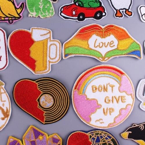 Iron On Love Gay Patches For Clothing Rainbow Diy Embroidery Patches For Clothes Cartoon Patch Stripe For T-shirt Badges Stripe