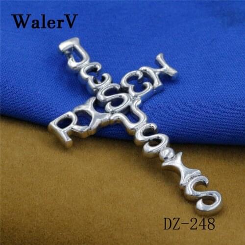 WALERV New Cross Shape Faith Christian Hollow Pendant Stamp Pendant Fashion Jewelry Accessories for Women Men Gifts
