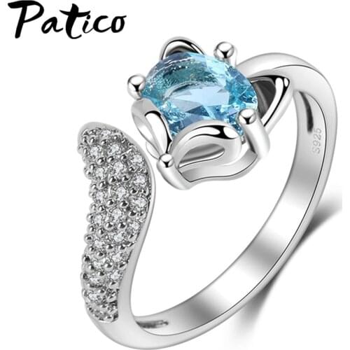 Cool Punk Adjustable Opening Finger Rings for Women Gils 925 Sterling Silver with CZ Cubic Zircon Stone Bague Bijoux