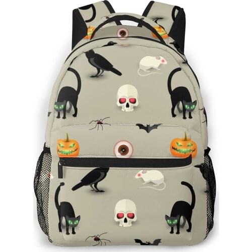 Women Backpack with Multiple Using Women Backpacks Traditional Skull Cat Raven Female School Bag Girls Travel Bag