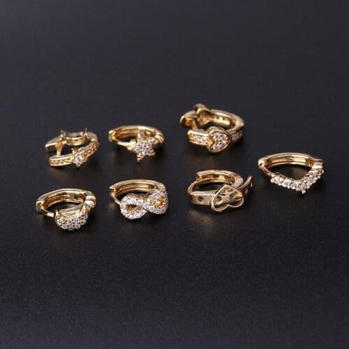 1PC Mini CZ Small Ear Bone Piercing Hoop Earrings for Women Gold Star Moon Ear Clip Cuff Nose Ring Cartilage Puncture Jewelry