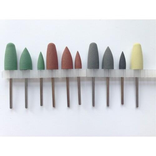 10pcs SILICONE Polishers Rubber Base Acrylic Polishing Burs 2.35mm For Dental Lab