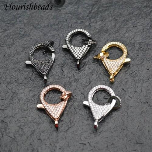 Multi Colors Pave CZ Zircon Beads Lobster Clasp Fasteners DIY Jewelry Makings Necklace Bracelet Chain Accessory Supplies 10pcs