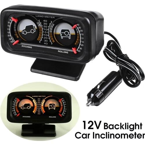 12V Car Two-barreled Backlight Inclinometer Compass Balance Level Slope Meter