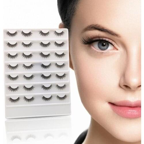 14Pairs False Eyelashes 3D Natural Fiber Makeup Extensions Eye Lashes for Dressing Room False Eyelashes
