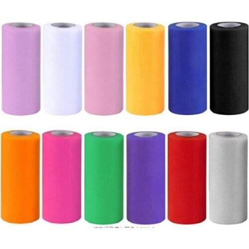 15cm 25 Yards Solid Mesh Party DIY Colorful Desk Background Decoration Table Skirt Tassel Tulle Fabric For Sewing Children Dress