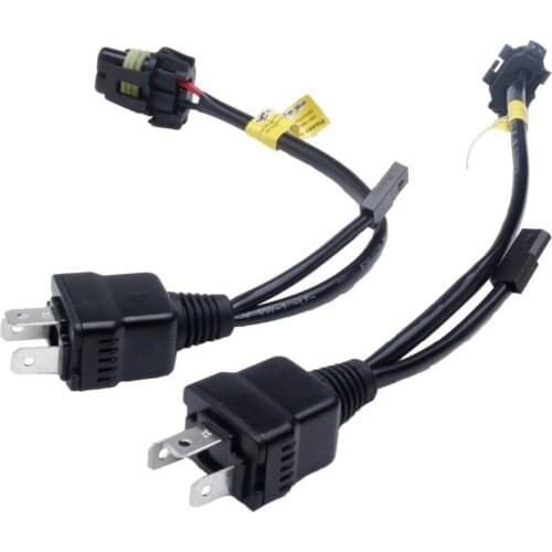 2Pcs Bi-Xenon Control Line Relay Harness Controller Wires Retrofit Connector Mini Projector Lens Line H4 Hi/Low Line